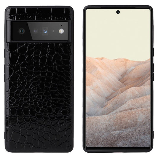 For Google Pixel 7 Pro 5G Anti-scratch Phone Case Textured PU Leather Coated TPU + PC Hybrid Cover - Crocodile Texture