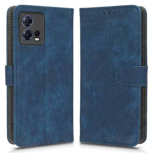 For Motorola Edge 30 Fusion 5G / Moto S30 Pro 5G Protective Phone Case RFID Blocking Magnetic Flip Leather Wallet Cover with Stand - Blue