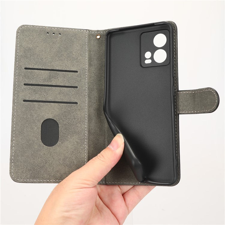 For Motorola Edge 30 Fusion 5G / Moto S30 Pro 5G Protective Phone Case RFID Blocking Magnetic Flip Leather Wallet Cover with Stand - Brown