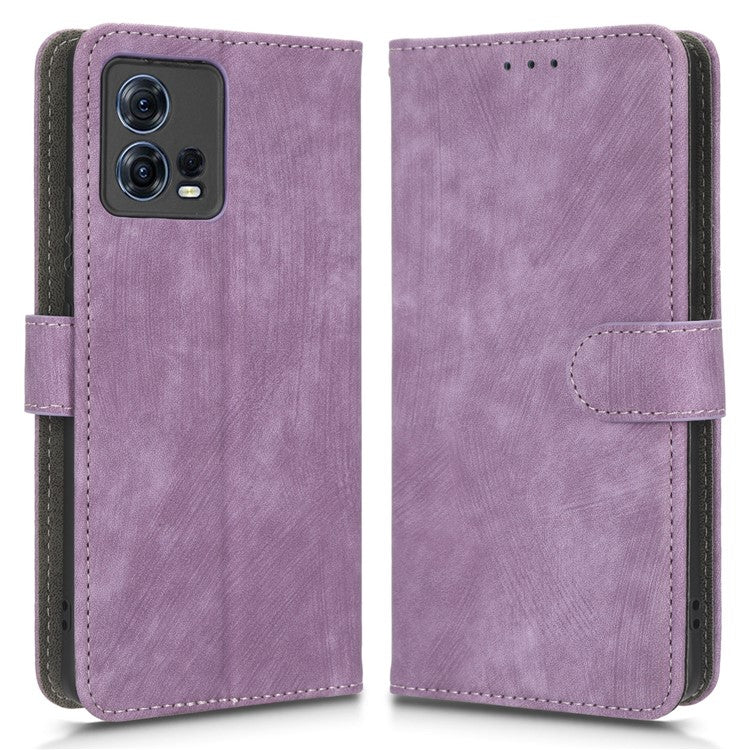 For Motorola Edge 30 Fusion 5G / Moto S30 Pro 5G Protective Phone Case RFID Blocking Magnetic Flip Leather Wallet Cover with Stand - Purple