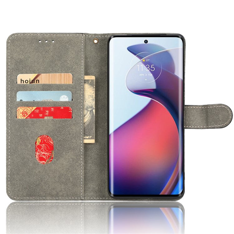 For Motorola Edge 30 Fusion 5G / Moto S30 Pro 5G Protective Phone Case RFID Blocking Magnetic Flip Leather Wallet Cover with Stand - Purple