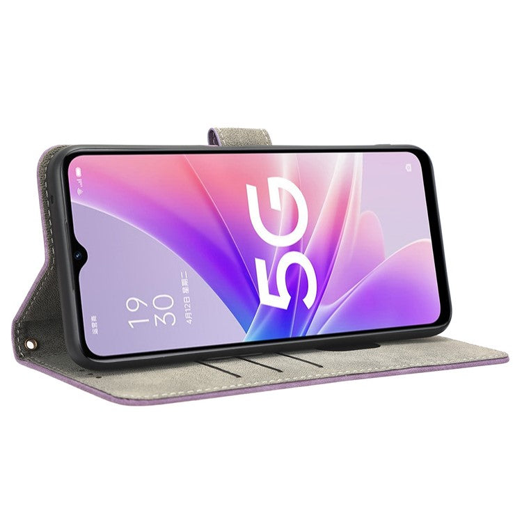 For Oppo A57 (2022) 5G / A77 5G / K10 5G / Realme V23 5G / Q5i / Narzo 50 5G / OnePlus Nord N300 5G RFID Blocking PU Leather Phone Case Magnetic Cover with Wallet Stand - Purple