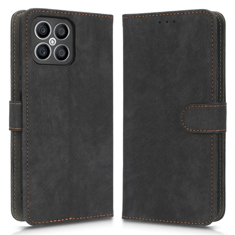 For Honor X8 4G / X30i RFID Blocking Anti-scratch Phone Case Magnetic PU Leather Flip Smartphone Cover with Wallet Stand - Black