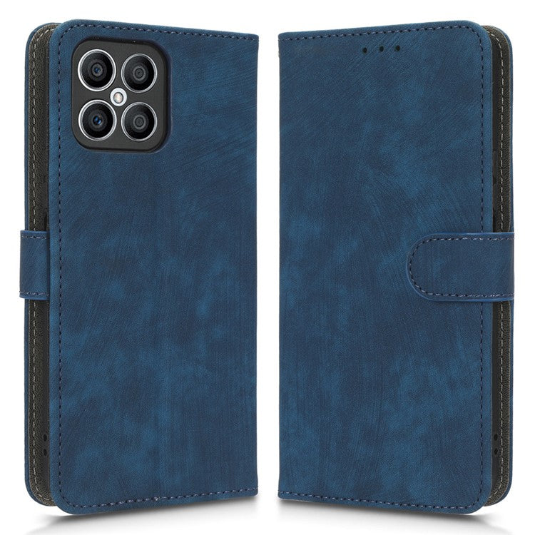 For Honor X8 4G / X30i RFID Blocking Anti-scratch Phone Case Magnetic PU Leather Flip Smartphone Cover with Wallet Stand - Blue