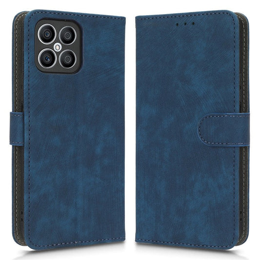 For Honor X8 4G / X30i RFID Blocking Anti-scratch Phone Case Magnetic PU Leather Flip Smartphone Cover with Wallet Stand - Blue
