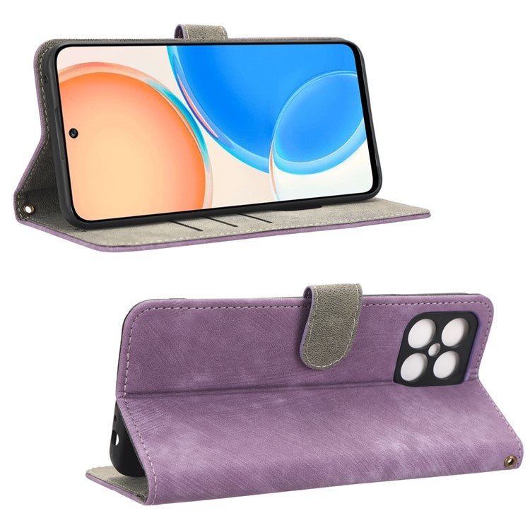 For Honor X8 4G / X30i RFID Blocking Anti-scratch Phone Case Magnetic PU Leather Flip Smartphone Cover with Wallet Stand - Purple