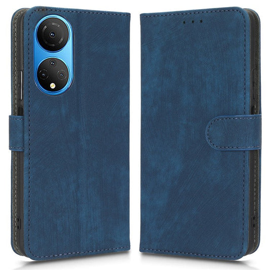 RFID Blocking Phone Cover For Honor X7, Foldable Stand Magnetic PU Leather Protective Phone Wallet Case - Blue