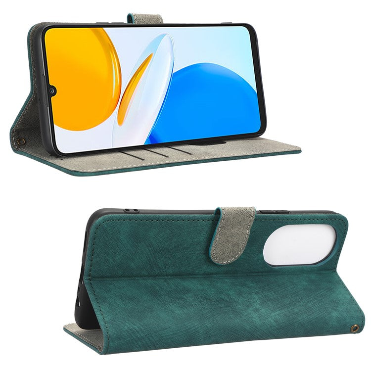 RFID Blocking Phone Cover For Honor X7, Foldable Stand Magnetic PU Leather Protective Phone Wallet Case - Green
