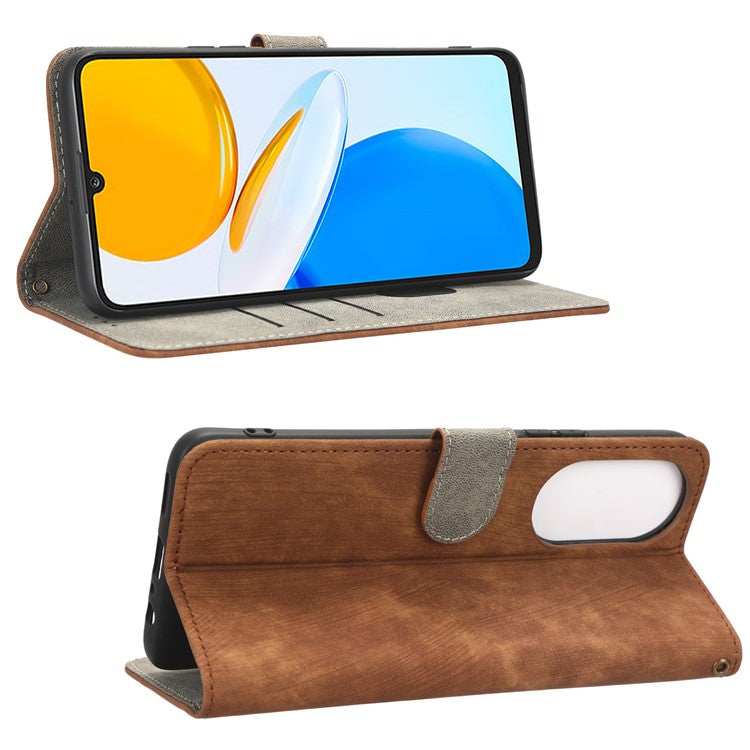 RFID Blocking Phone Cover For Honor X7, Foldable Stand Magnetic PU Leather Protective Phone Wallet Case - Brown