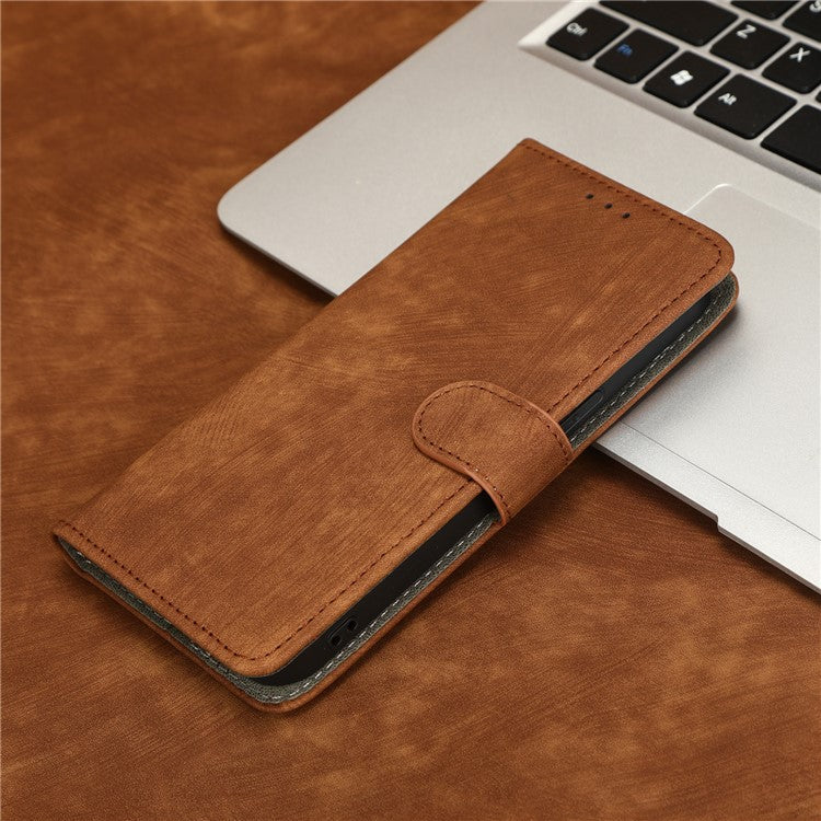 RFID Blocking Phone Cover For Honor X7, Foldable Stand Magnetic PU Leather Protective Phone Wallet Case - Brown