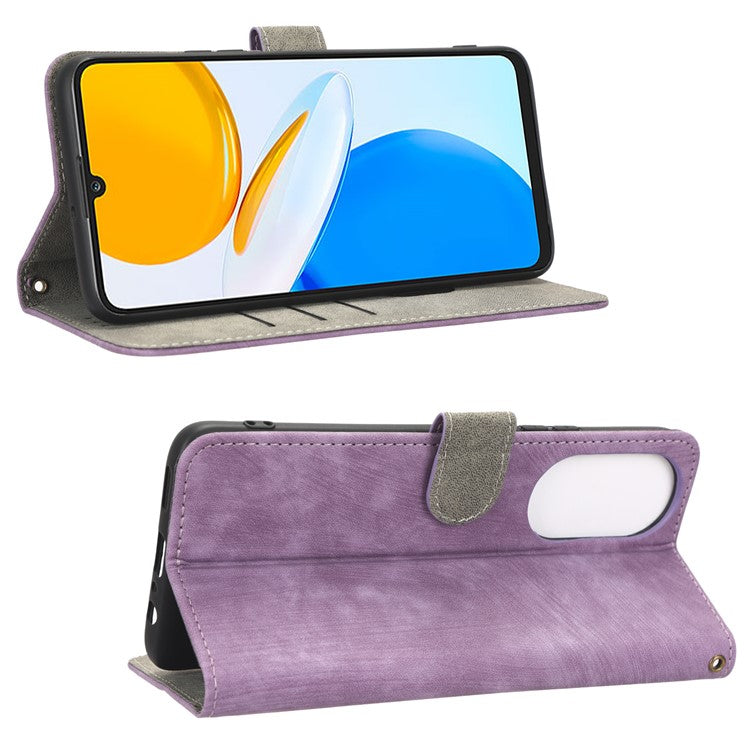 RFID Blocking Phone Cover For Honor X7, Foldable Stand Magnetic PU Leather Protective Phone Wallet Case - Purple