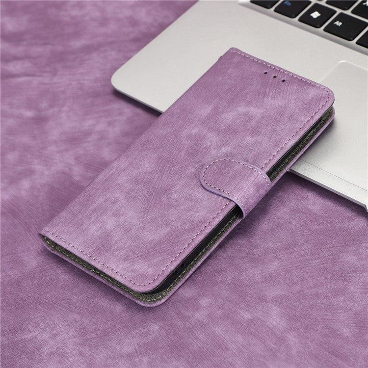 For Honor Magic4 Pro 5G RFID Blocking PU Leather Phone Case Protective Magnetic Mobile Phone Cover with Wallet Stand - Purple
