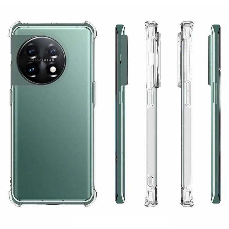 For OnePlus 11 5G Anti-Slip Clear Phone Case Reinforced Corners TPU Shockproof Protective Cover