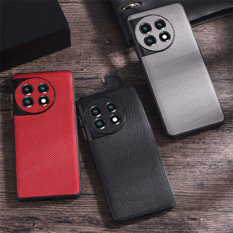 For OnePlus 11 5G Nylon Coated TPU Phone Case Woven Texture Anti-Slip Anti-Scratch Cover - Grey