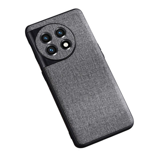 For OnePlus 11 5G Cloth Texture Phone Cover Anti-scratch TPU Protective Case - Grey