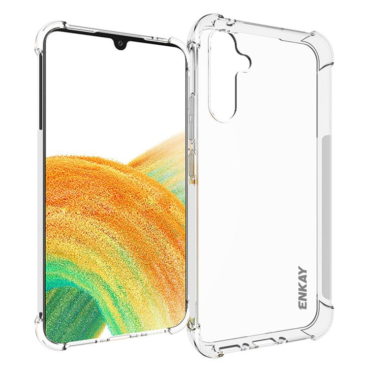 ENKAY HAT PRINCE For Samsung Galaxy A34 5G Transparent Phone Case with Anti-slip Strip Edge Clear TPU Shockproof Mobile Phone Cover