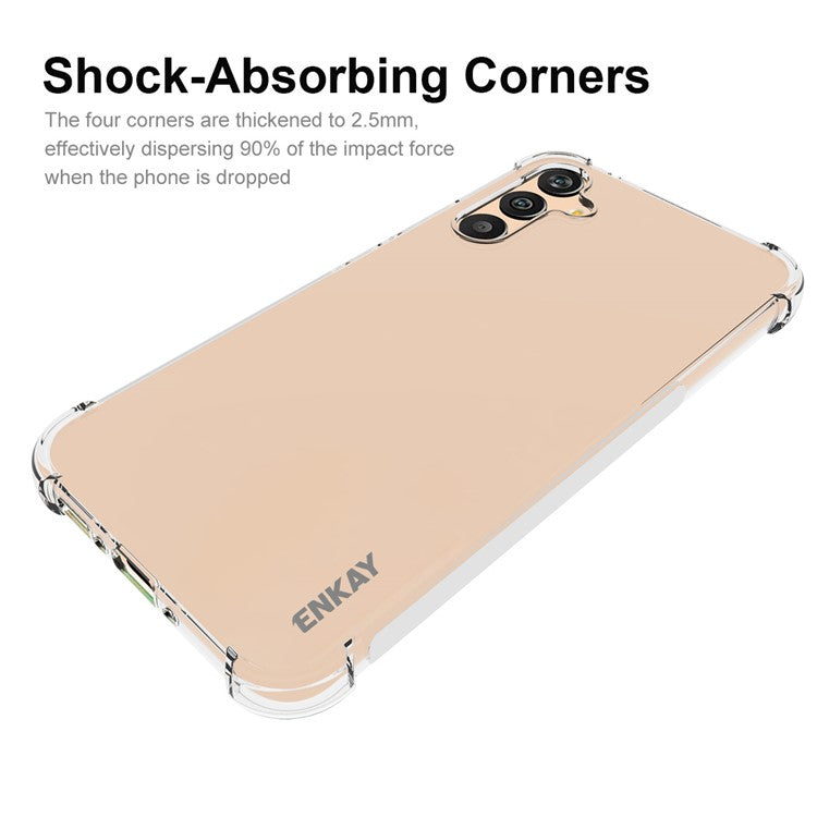 ENKAY HAT PRINCE For Samsung Galaxy A34 5G Transparent Phone Case with Anti-slip Strip Edge Clear TPU Shockproof Mobile Phone Cover
