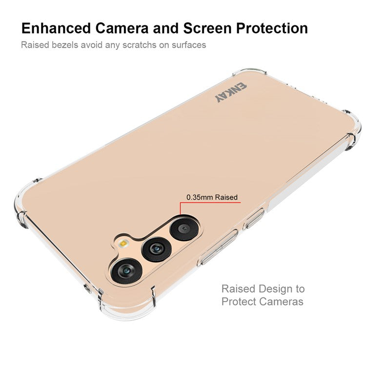 ENKAY HAT PRINCE For Samsung Galaxy A34 5G Transparent Phone Case with Anti-slip Strip Edge Clear TPU Shockproof Mobile Phone Cover