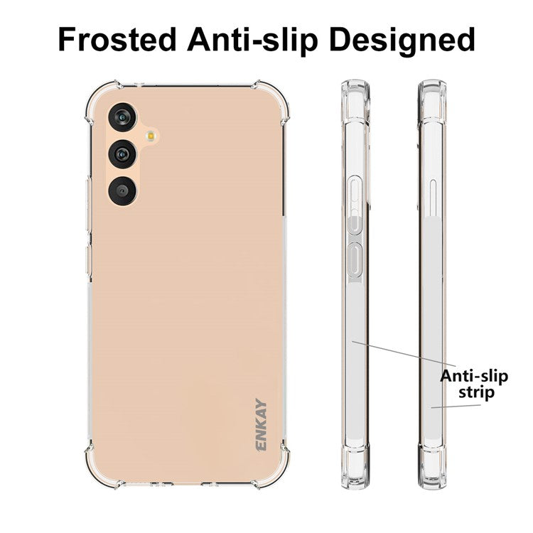 ENKAY HAT PRINCE For Samsung Galaxy A34 5G Transparent Phone Case with Anti-slip Strip Edge Clear TPU Shockproof Mobile Phone Cover