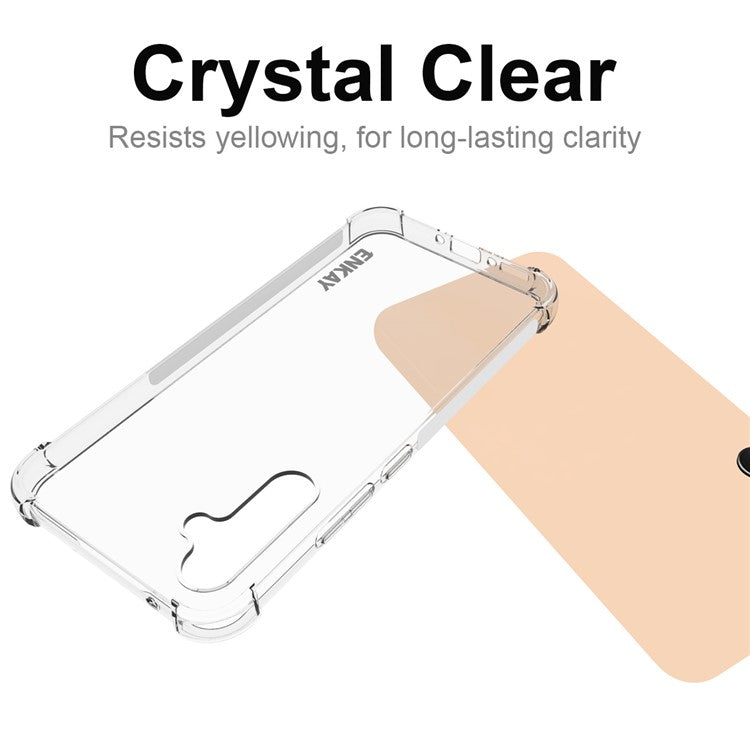 ENKAY HAT PRINCE For Samsung Galaxy A34 5G Transparent Phone Case with Anti-slip Strip Edge Clear TPU Shockproof Mobile Phone Cover