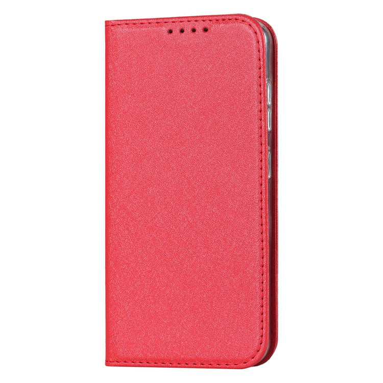 For Samsung Galaxy S23 Shockproof Phone Case PU Leather Silk Texture Phone Cover Wallet Stand with Wrist Strap - Red