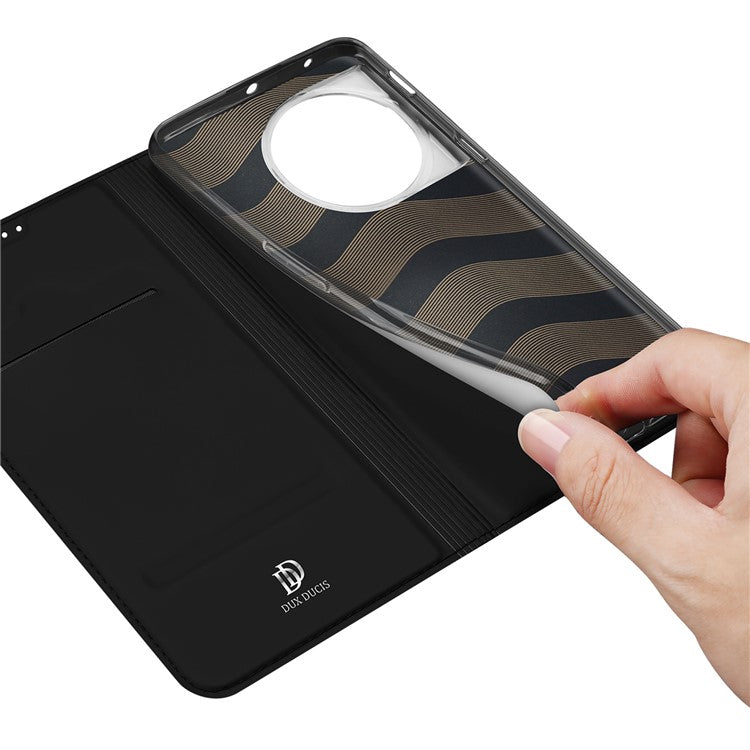 DUX DUCIS Skin Pro Series Shockproof Phone Case for OnePlus 11 5G, PU Leather Cell Phone Cover with Card Holder Stand - Black