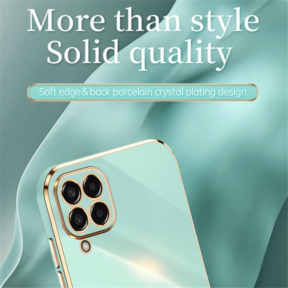 XINLI Phone Case for Samsung Galaxy M33 5G (Global Version), Electroplating Golden Edge Back Protector TPU Cover - Black