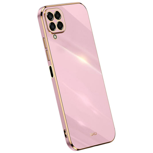 XINLI Phone Case for Samsung Galaxy M33 5G (Global Version), Electroplating Golden Edge Back Protector TPU Cover - Purple