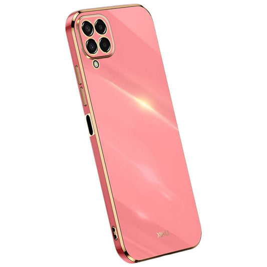 XINLI Phone Case for Samsung Galaxy M33 5G (Global Version), Electroplating Golden Edge Back Protector TPU Cover - Red