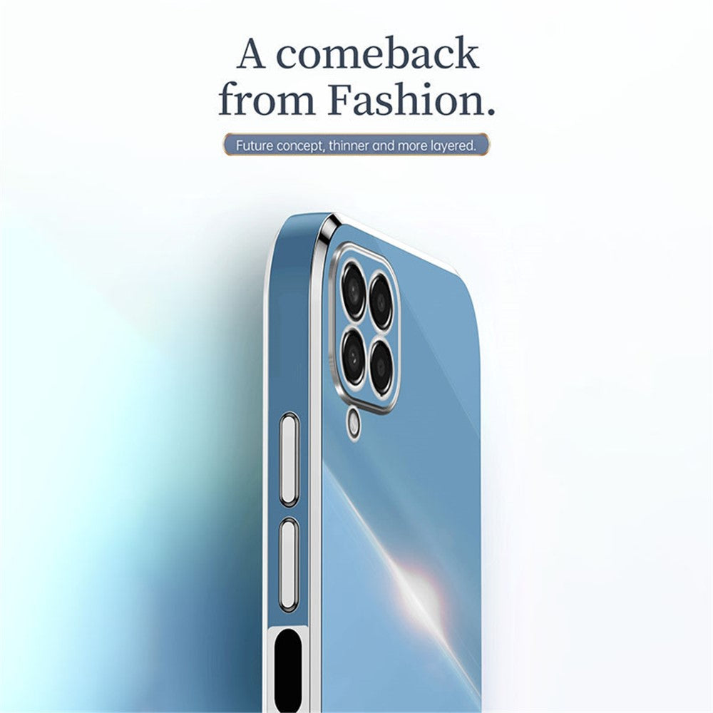 XINLI Phone Case for Samsung Galaxy M53 5G, Electroplating Golden Edge Shockproof TPU Protective Cover - Black