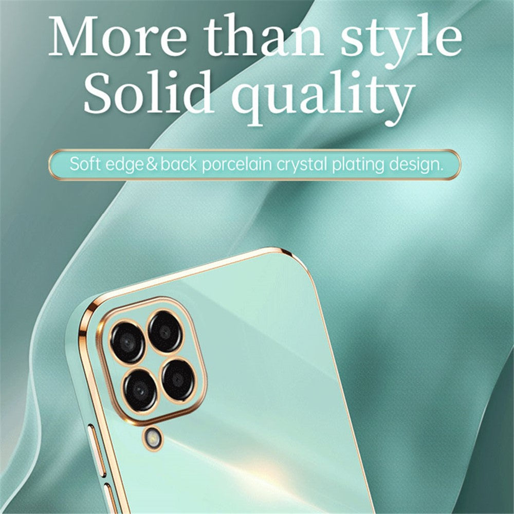 XINLI Phone Case for Samsung Galaxy M53 5G, Electroplating Golden Edge Shockproof TPU Protective Cover - Black