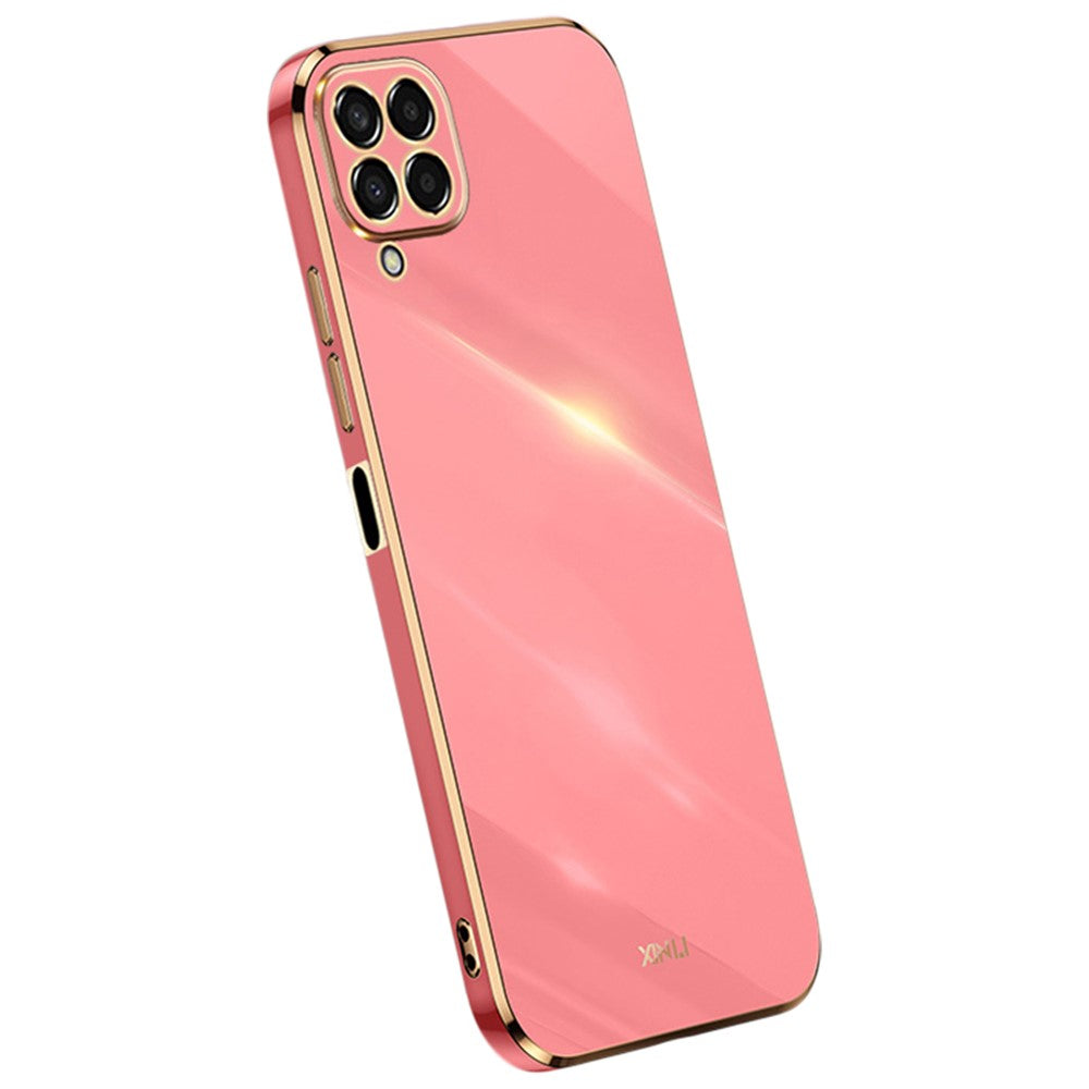 XINLI Phone Case for Samsung Galaxy M53 5G, Electroplating Golden Edge Shockproof TPU Protective Cover - Red