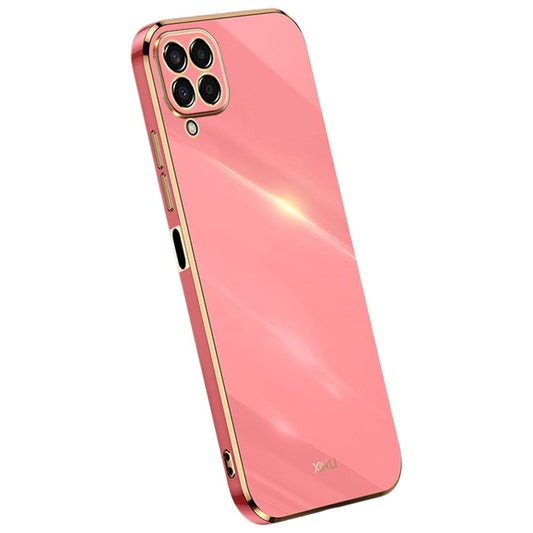 XINLI Phone Case for Samsung Galaxy M53 5G, Electroplating Golden Edge Shockproof TPU Protective Cover - Red