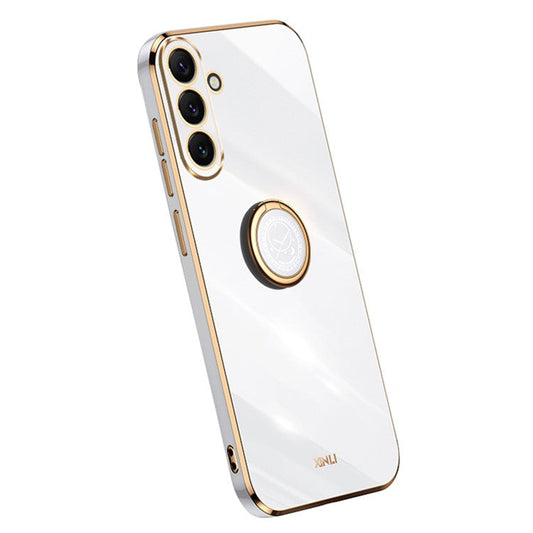 XINLI For Samsung Galaxy A54 5G Drop-proof Protective Phone Cover Electroplating Slim Mobile Phone Case Kickstand - White