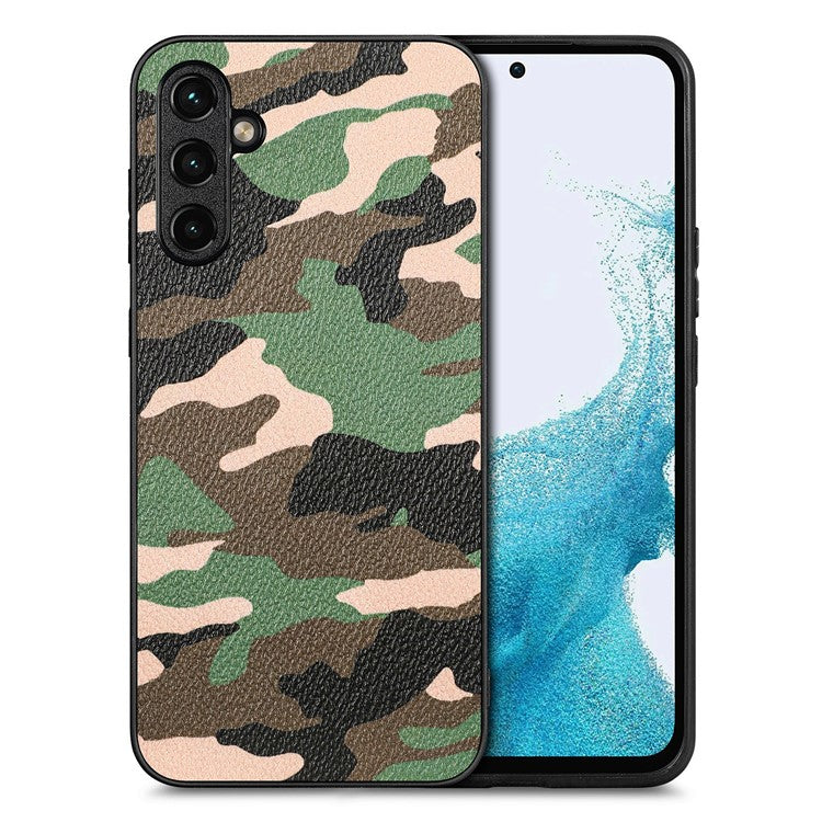 For Samsung Galaxy A54 5G Camouflage Pattern Phone Cover PU Leather+PC+TPU Anti-drop Case - Green