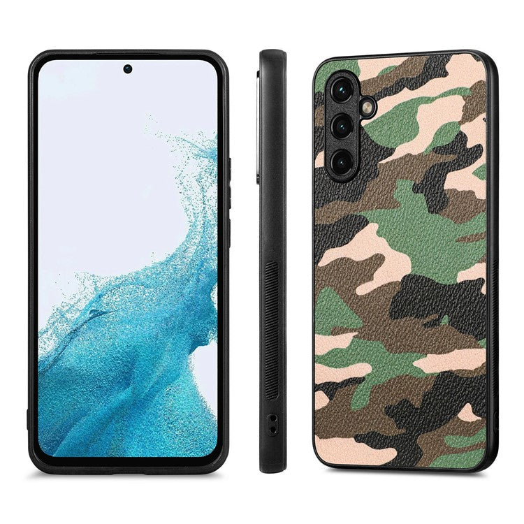 For Samsung Galaxy A54 5G Camouflage Pattern Phone Cover PU Leather+PC+TPU Anti-drop Case - Green