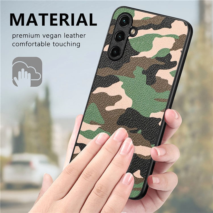 For Samsung Galaxy A54 5G Camouflage Pattern Phone Cover PU Leather+PC+TPU Anti-drop Case - Green