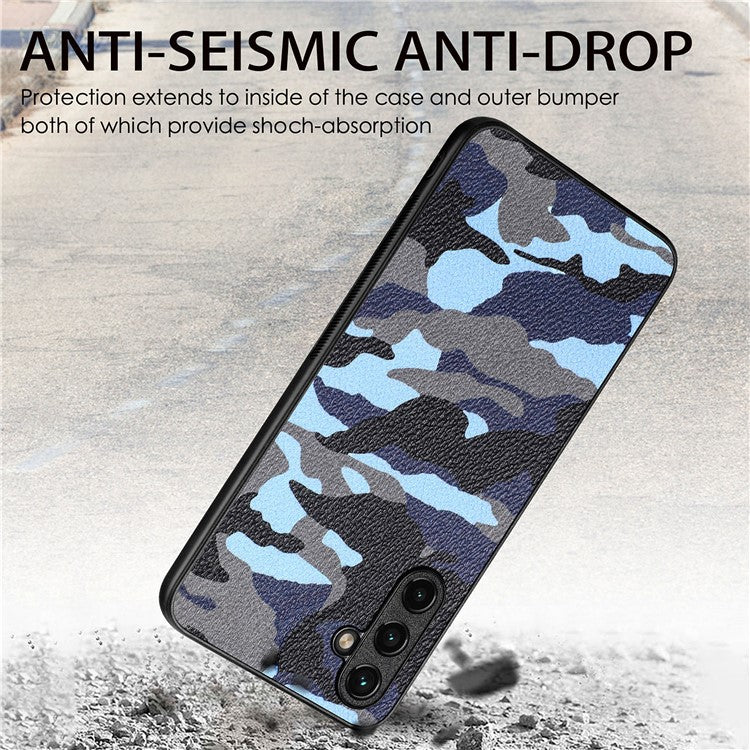 For Samsung Galaxy A54 5G Camouflage Pattern Phone Cover PU Leather+PC+TPU Anti-drop Case - Green