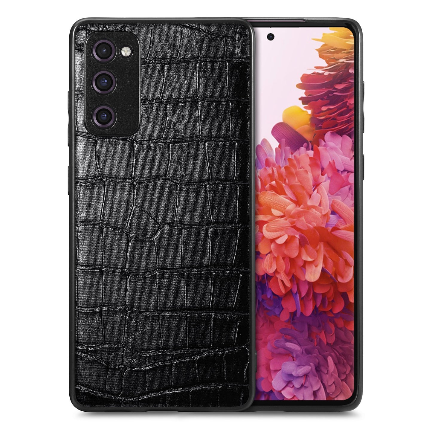 For Samsung Galaxy S20 FE 5G / S20 FE 4G / S20 FE 2022 / S20 Lite Precise Cutout Phone Case Crocodile Texture PU Leather Coated TPU Cover - Black