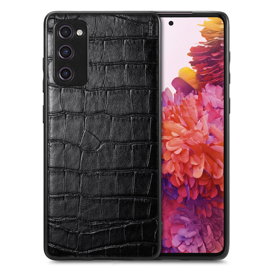 For Samsung Galaxy S20 FE 5G / S20 FE 4G / S20 FE 2022 / S20 Lite Precise Cutout Phone Case Crocodile Texture PU Leather Coated TPU Cover - Black