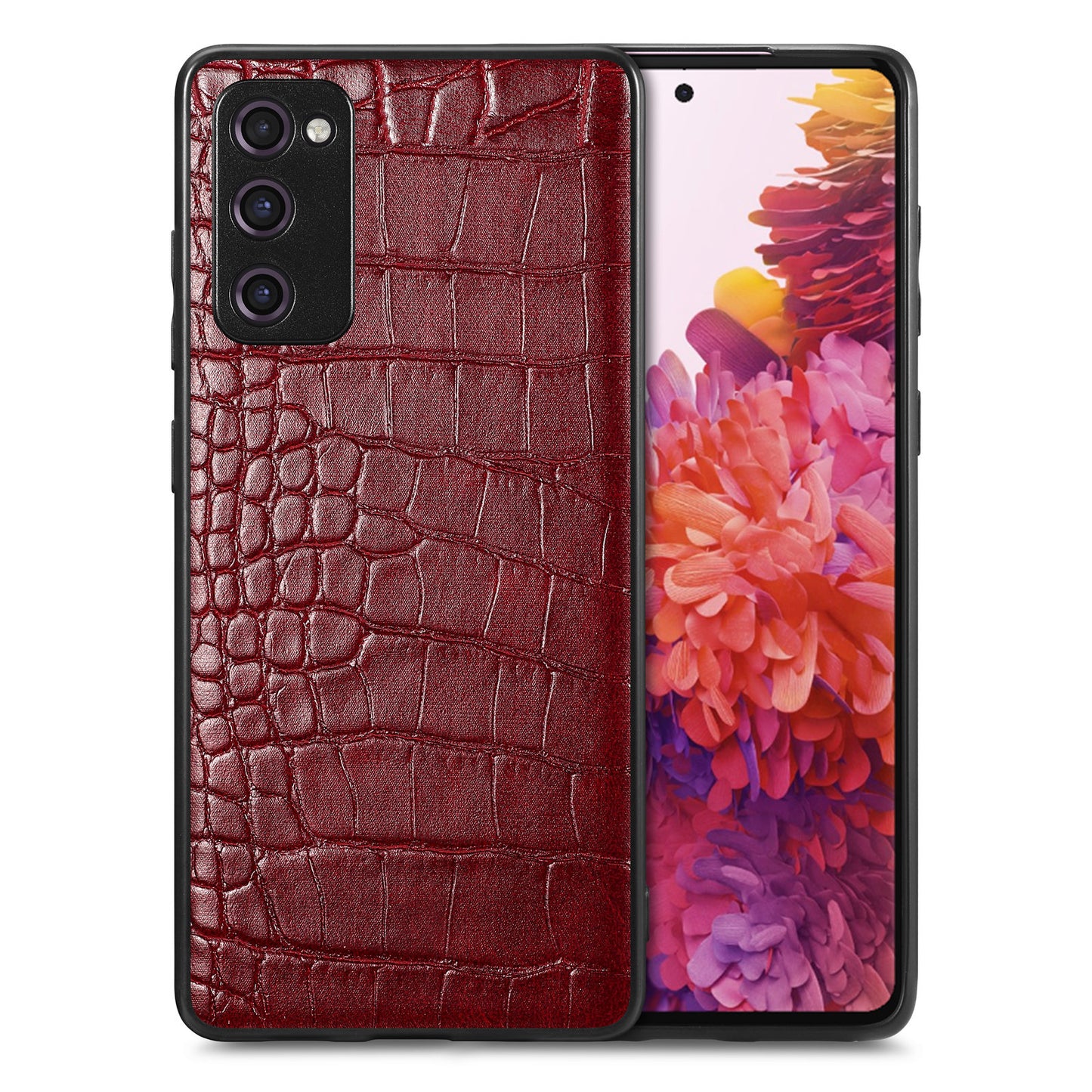 For Samsung Galaxy S20 FE 5G / S20 FE 4G / S20 FE 2022 / S20 Lite Precise Cutout Phone Case Crocodile Texture PU Leather Coated TPU Cover - Wine Red