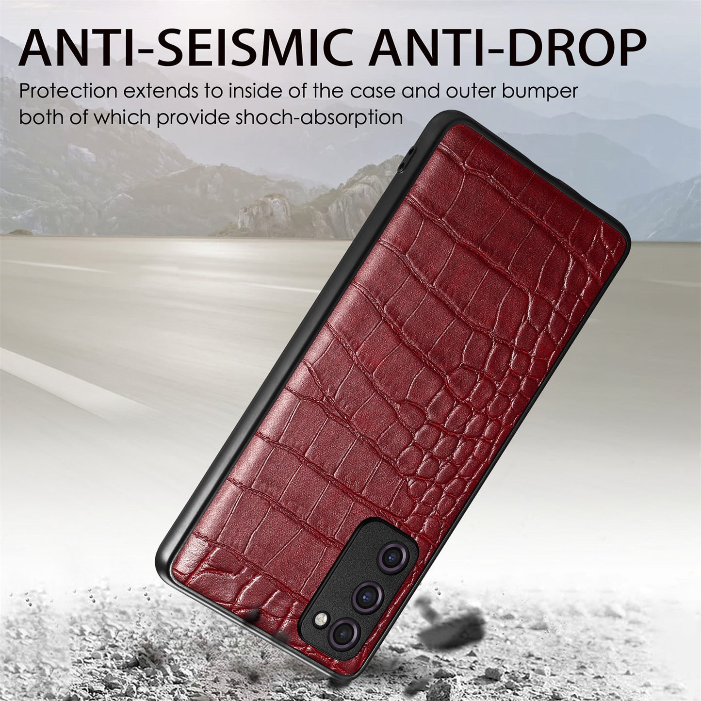 For Samsung Galaxy S20 FE 5G / S20 FE 4G / S20 FE 2022 / S20 Lite Precise Cutout Phone Case Crocodile Texture PU Leather Coated TPU Cover - Wine Red