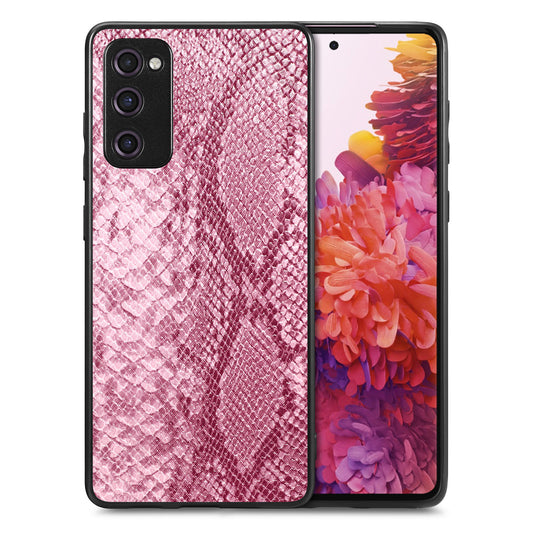 For Samsung Galaxy S20 FE 5G / S20 FE / S20 FE 2022 / S20 Lite Snake Texture Phone Case PU Leather Coated PC + TPU Cover - Pink