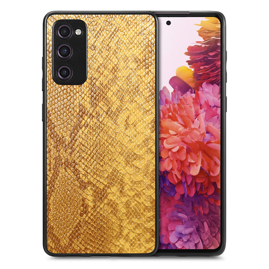 For Samsung Galaxy S20 FE 5G / S20 FE / S20 FE 2022 / S20 Lite Snake Texture Phone Case PU Leather Coated PC + TPU Cover - Yellow
