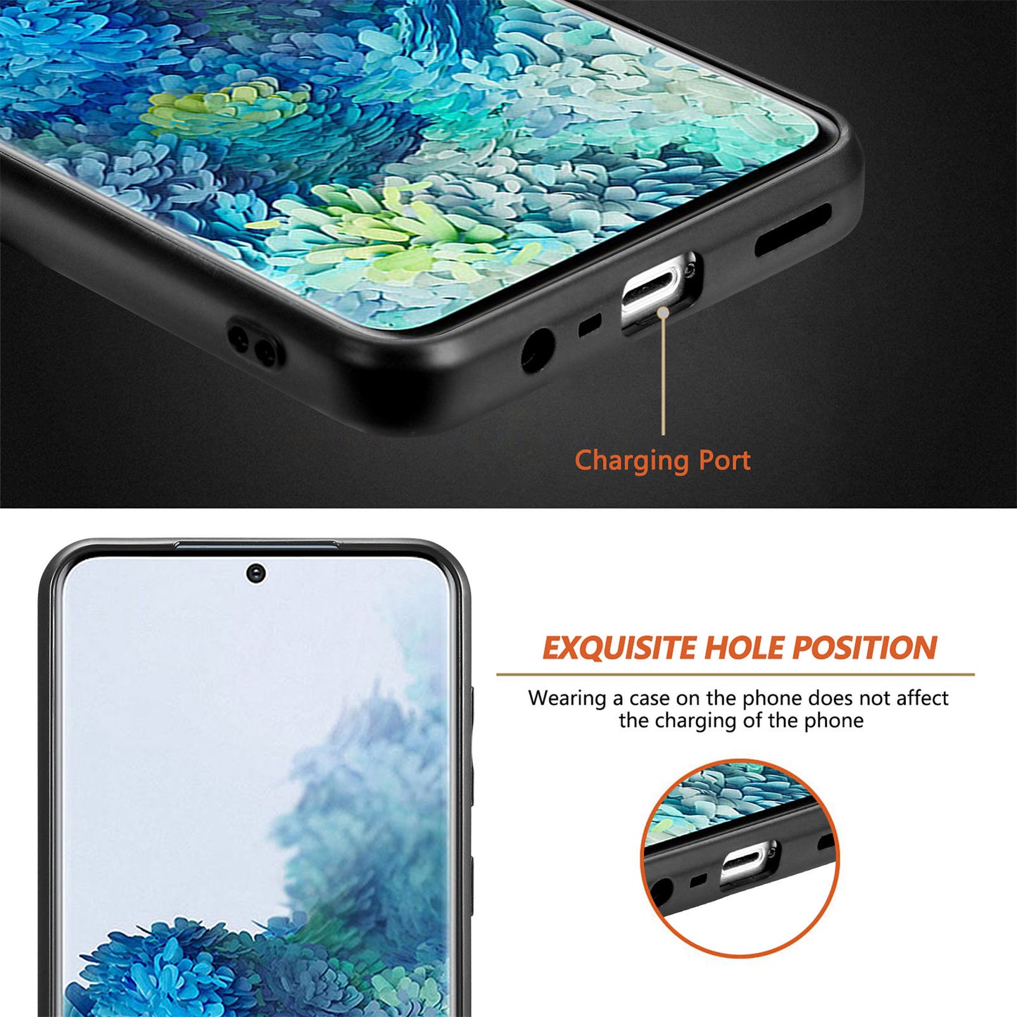 For Samsung Galaxy S20 Plus 4G / 5G Leather Coated PC+TPU Cover Phone Case Compatible with MagSafe with Magnetic Holder Metal Ring - Black