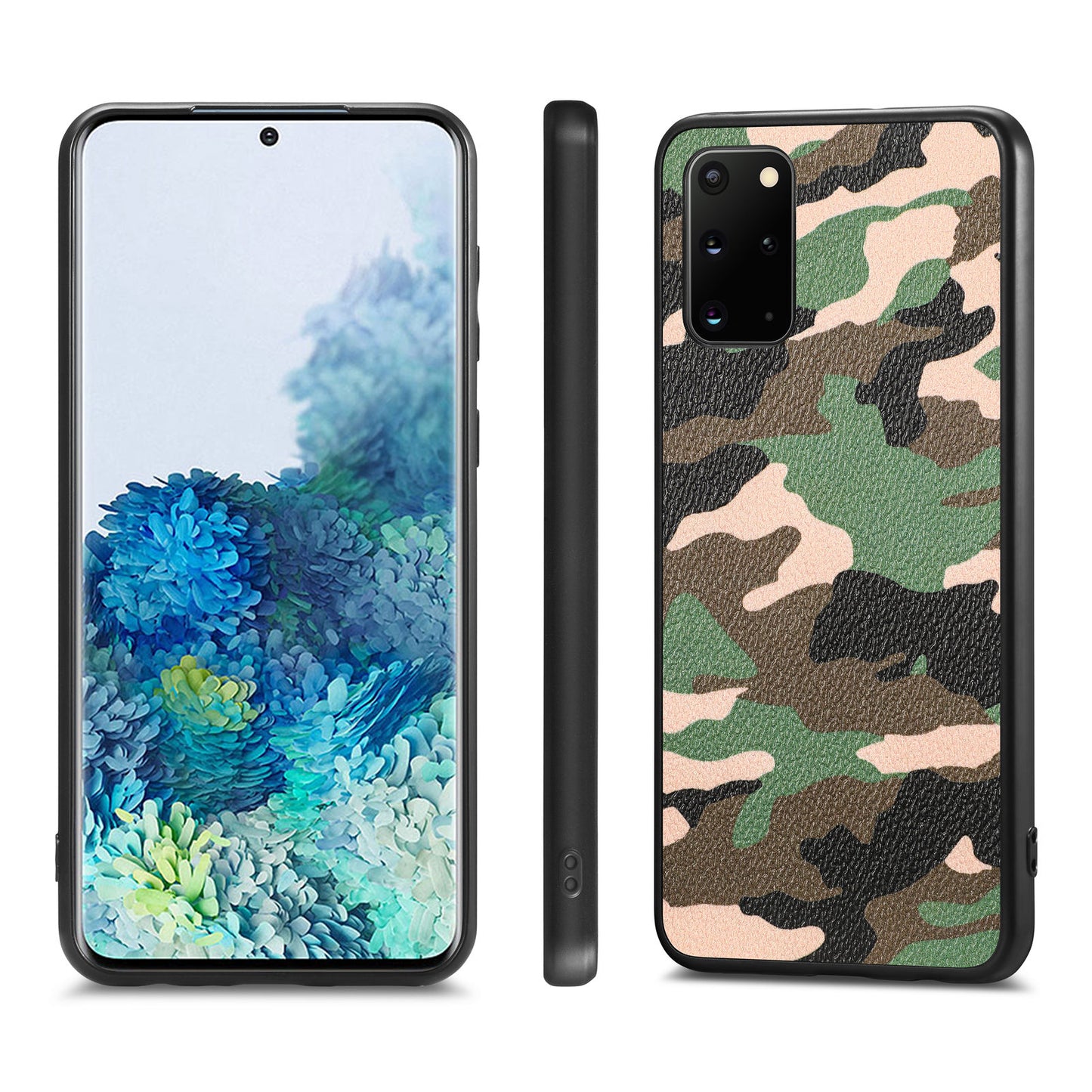 For Samsung Galaxy S20 Plus 5G / 4G Camouflage Pattern Leather Coated PC+TPU Case Protective Phone Cover - Green