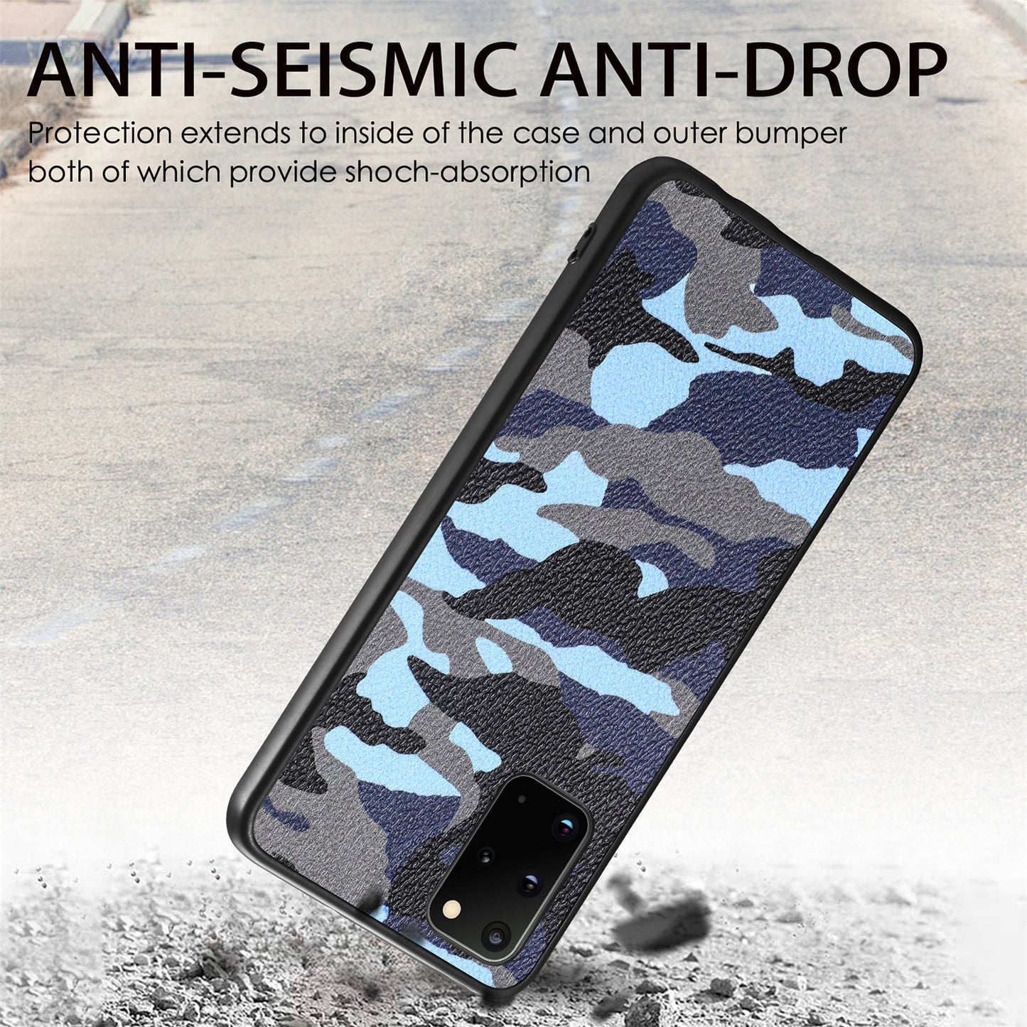 For Samsung Galaxy S20 Plus 5G / 4G Camouflage Pattern Leather Coated PC+TPU Case Protective Phone Cover - Green