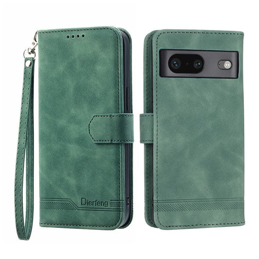 DIERFENG for Google Pixel 7 5G Shockproof Phone Case DF-03 Flip Leather Cell Phone Cover Stand Wallet - Green