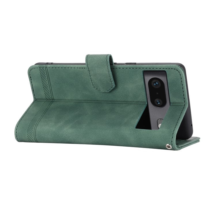 DIERFENG for Google Pixel 7 5G Shockproof Phone Case DF-03 Flip Leather Cell Phone Cover Stand Wallet - Green