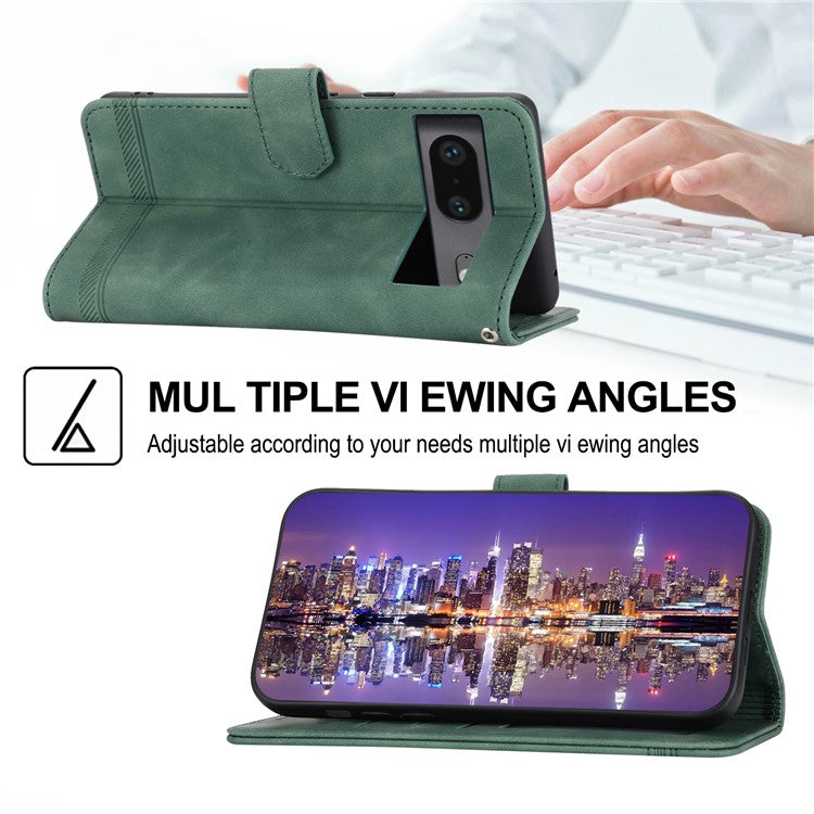 DIERFENG for Google Pixel 7 5G Shockproof Phone Case DF-03 Flip Leather Cell Phone Cover Stand Wallet - Green